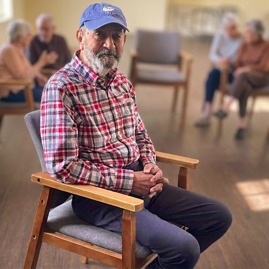 Rafael Corredor, an Evergreen member, seated in the studio during a morning program